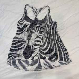 Vintage dELiA*s Zebra Print Racerback Tank Top Y2K Burnout Animal Print XS